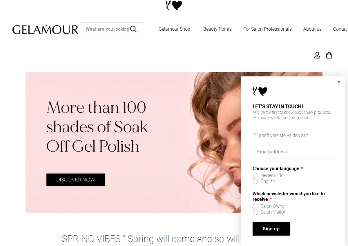 Store homepage