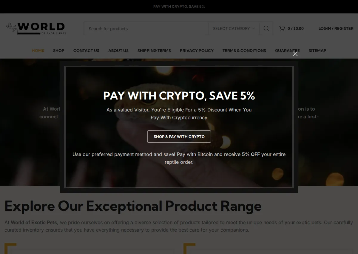 Store homepage