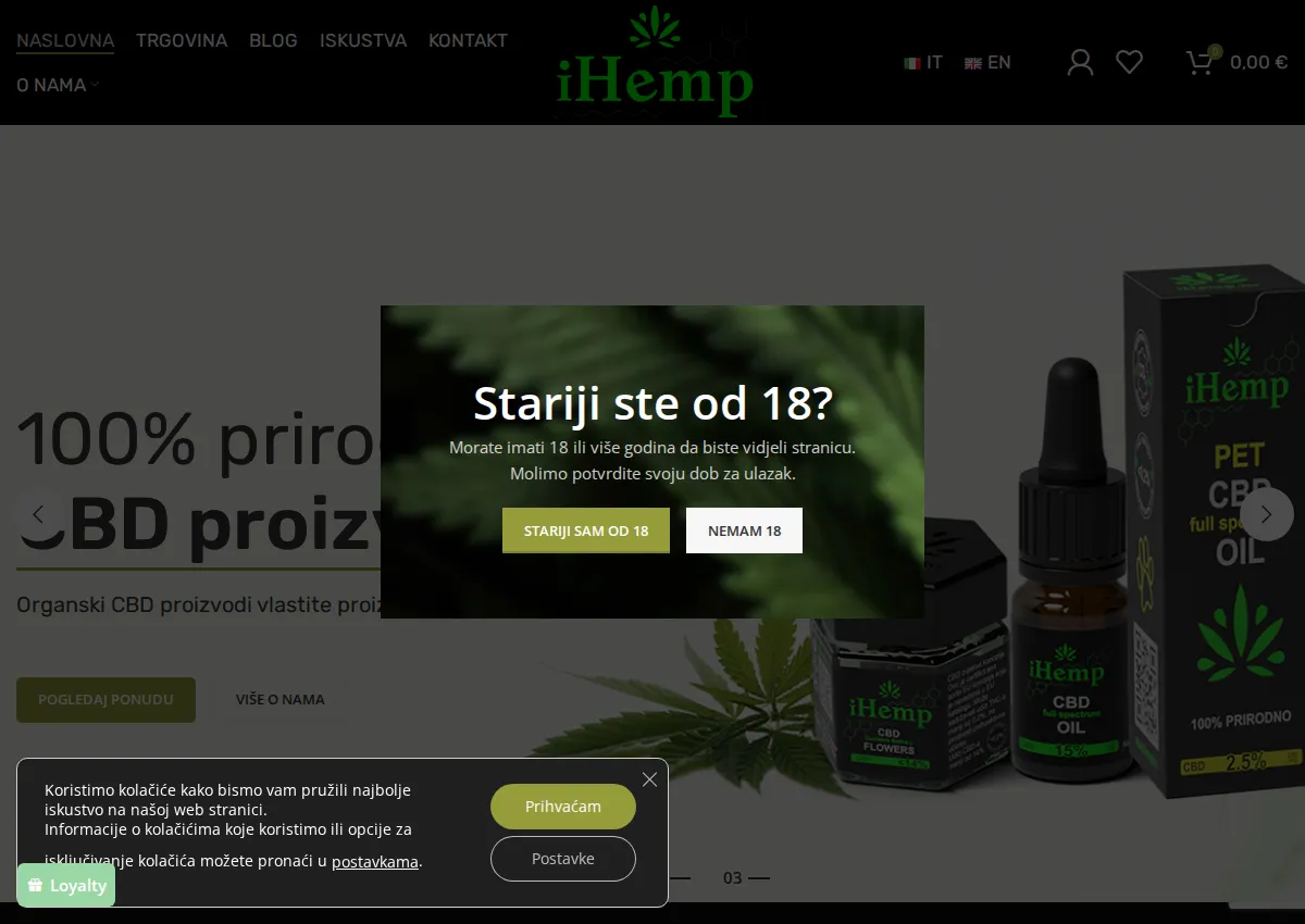 Store homepage