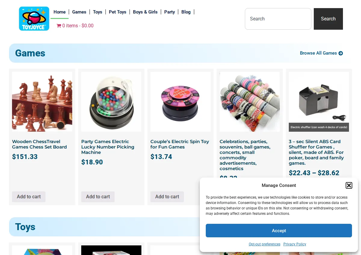 Store homepage