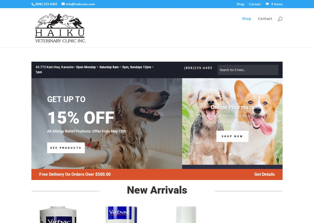 Store homepage