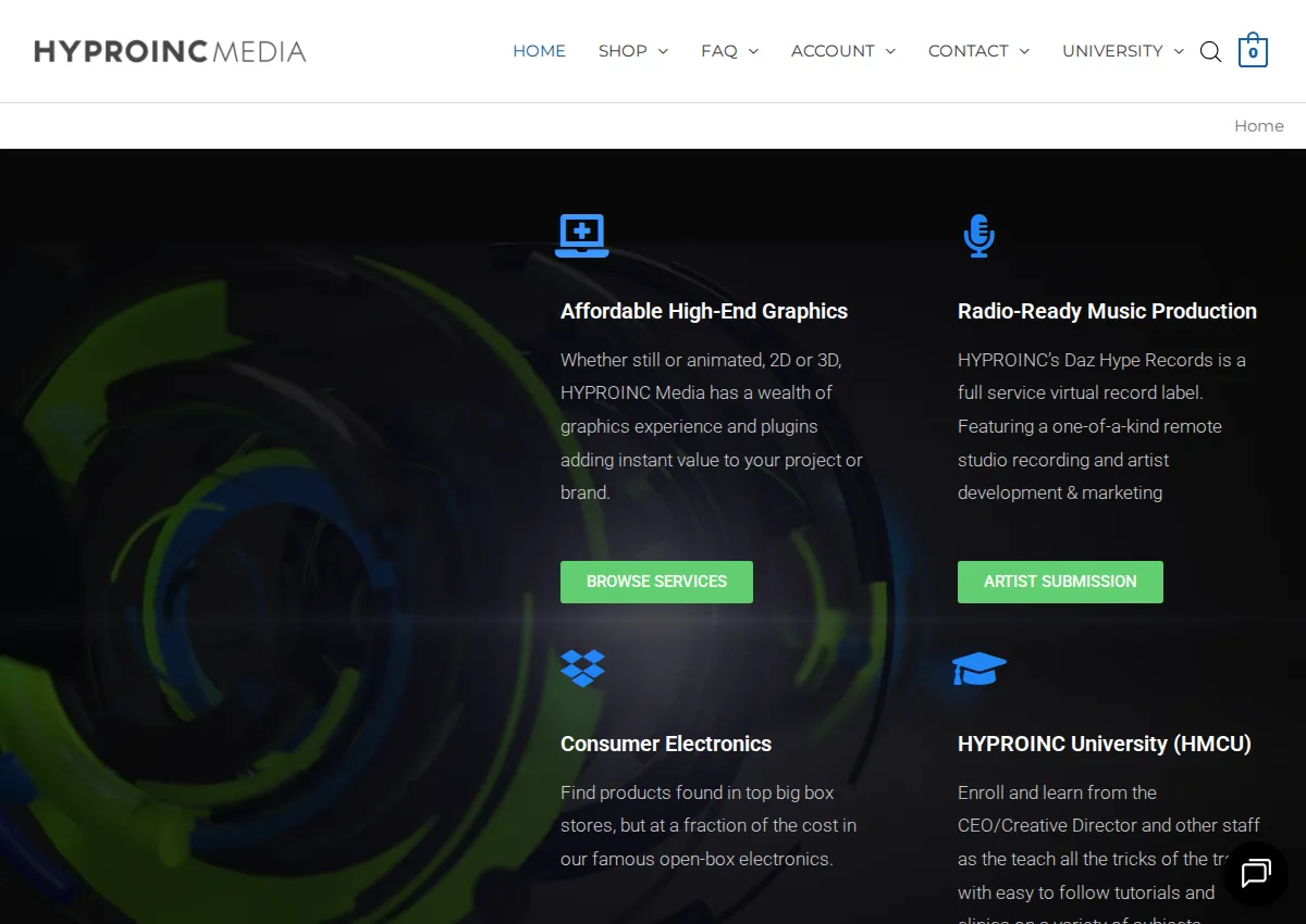 Store homepage