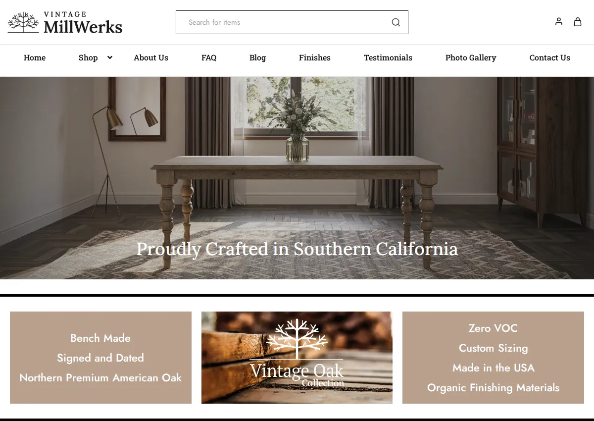 Store homepage