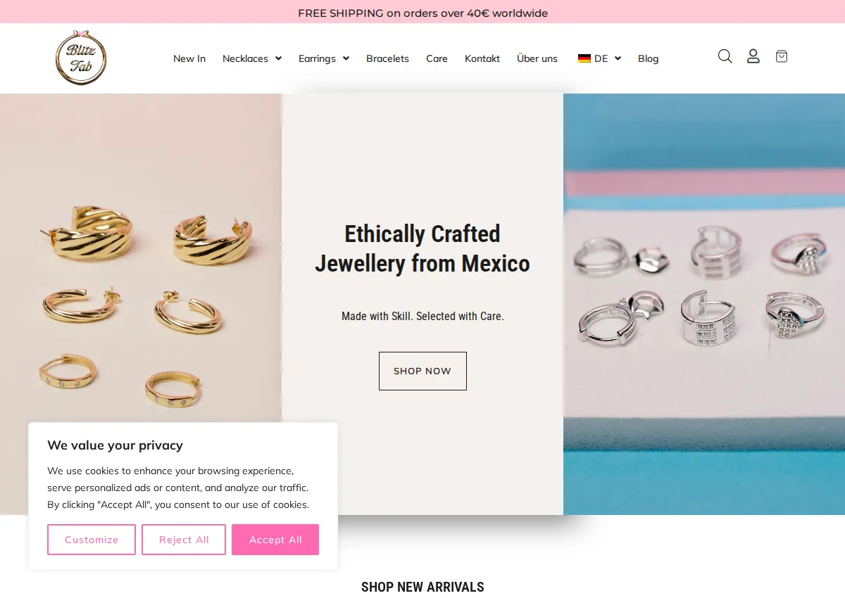 Store homepage