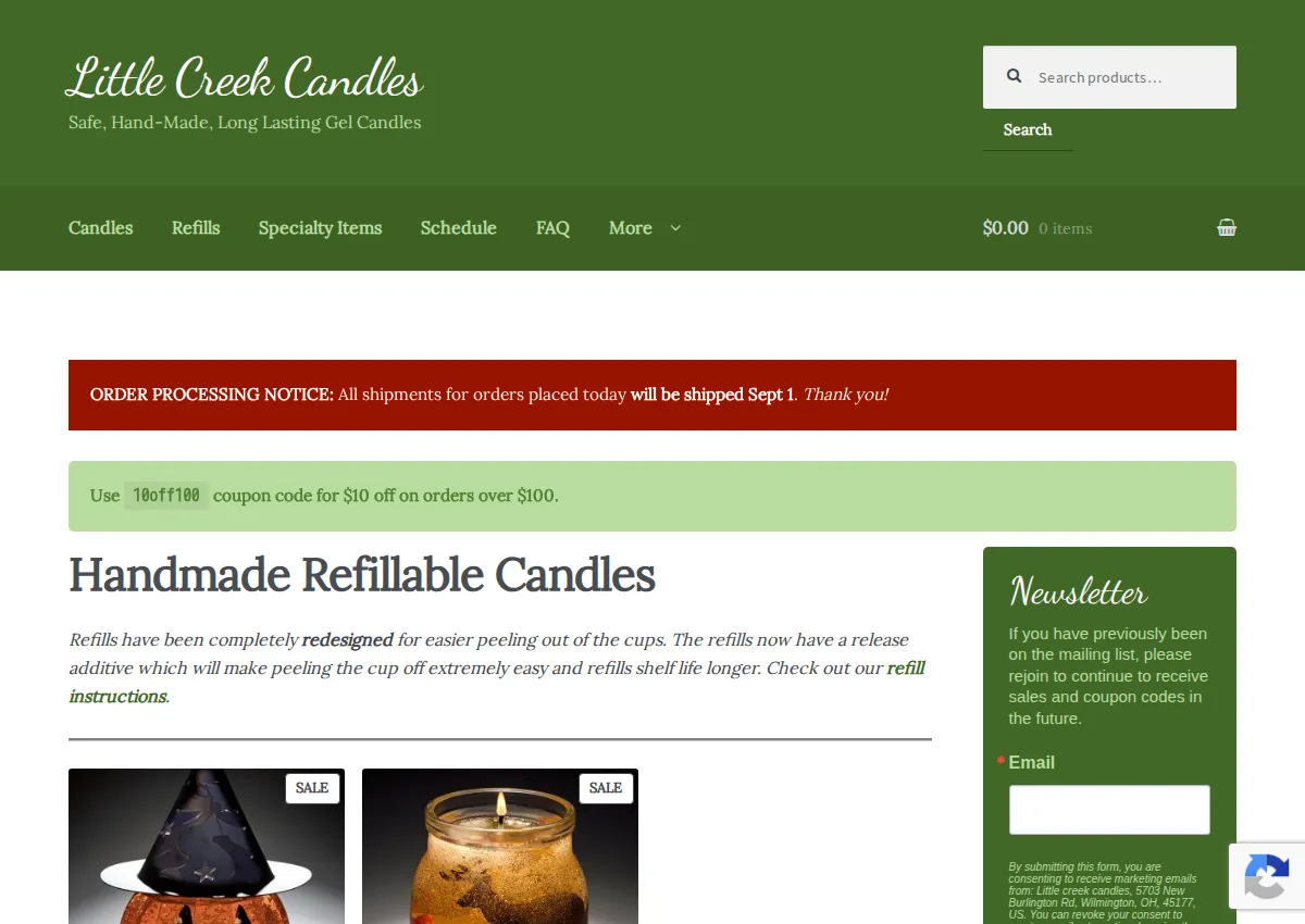 Store homepage