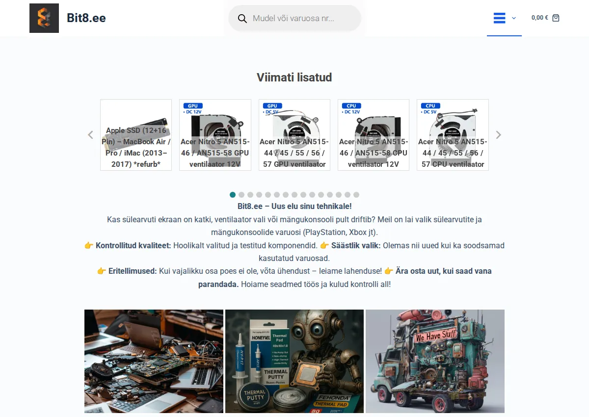 Store homepage