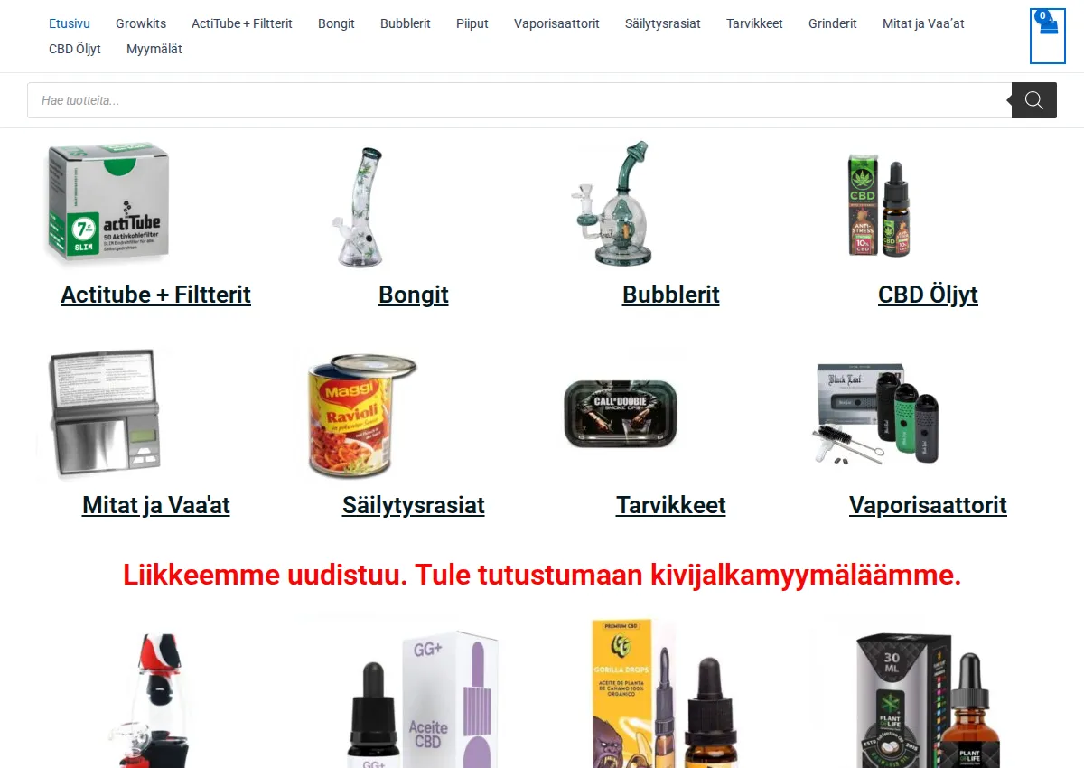 Store homepage