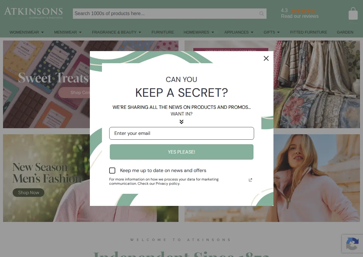 Store homepage