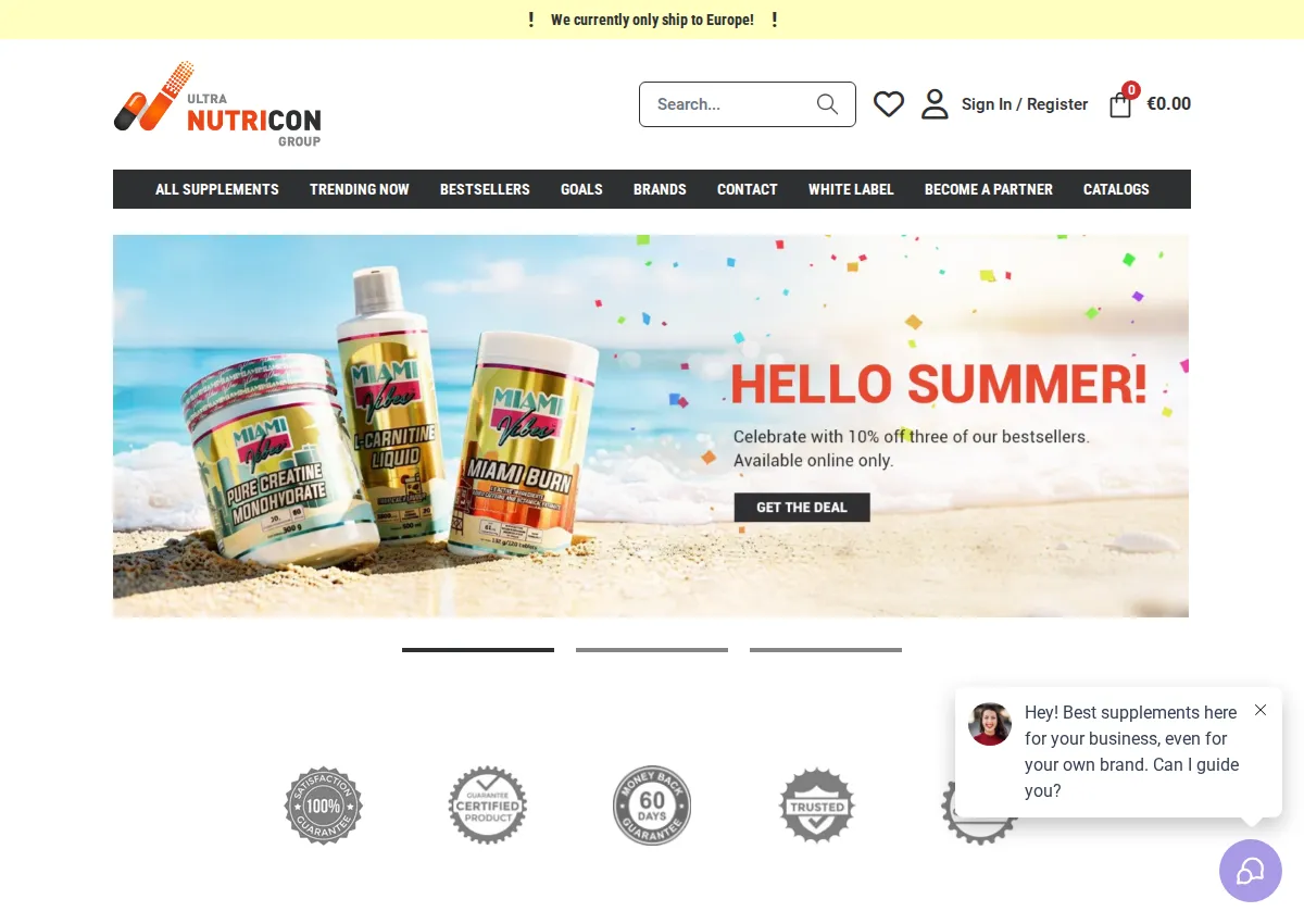 Store homepage