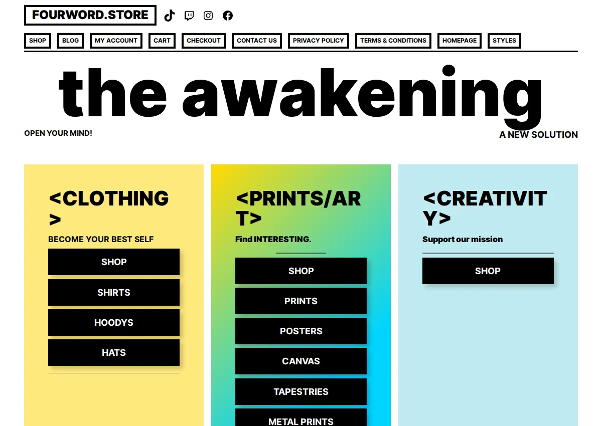 Store homepage