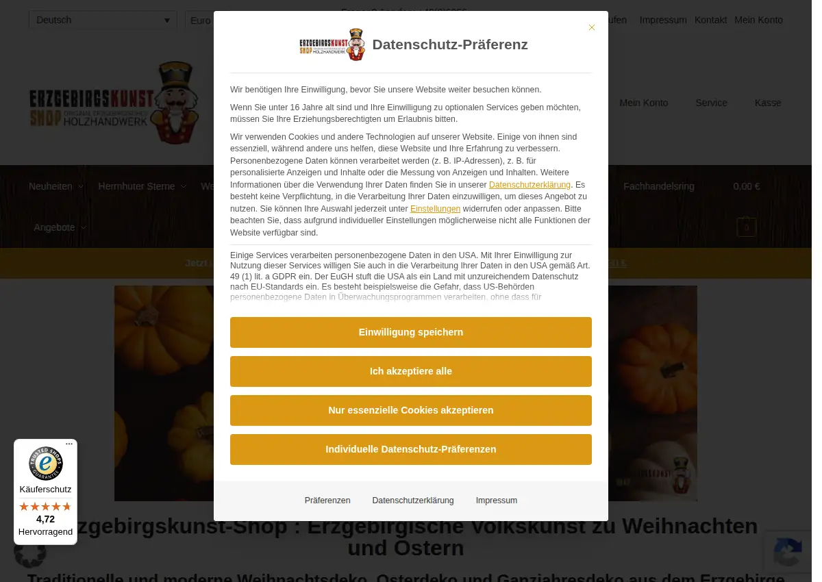 Store homepage