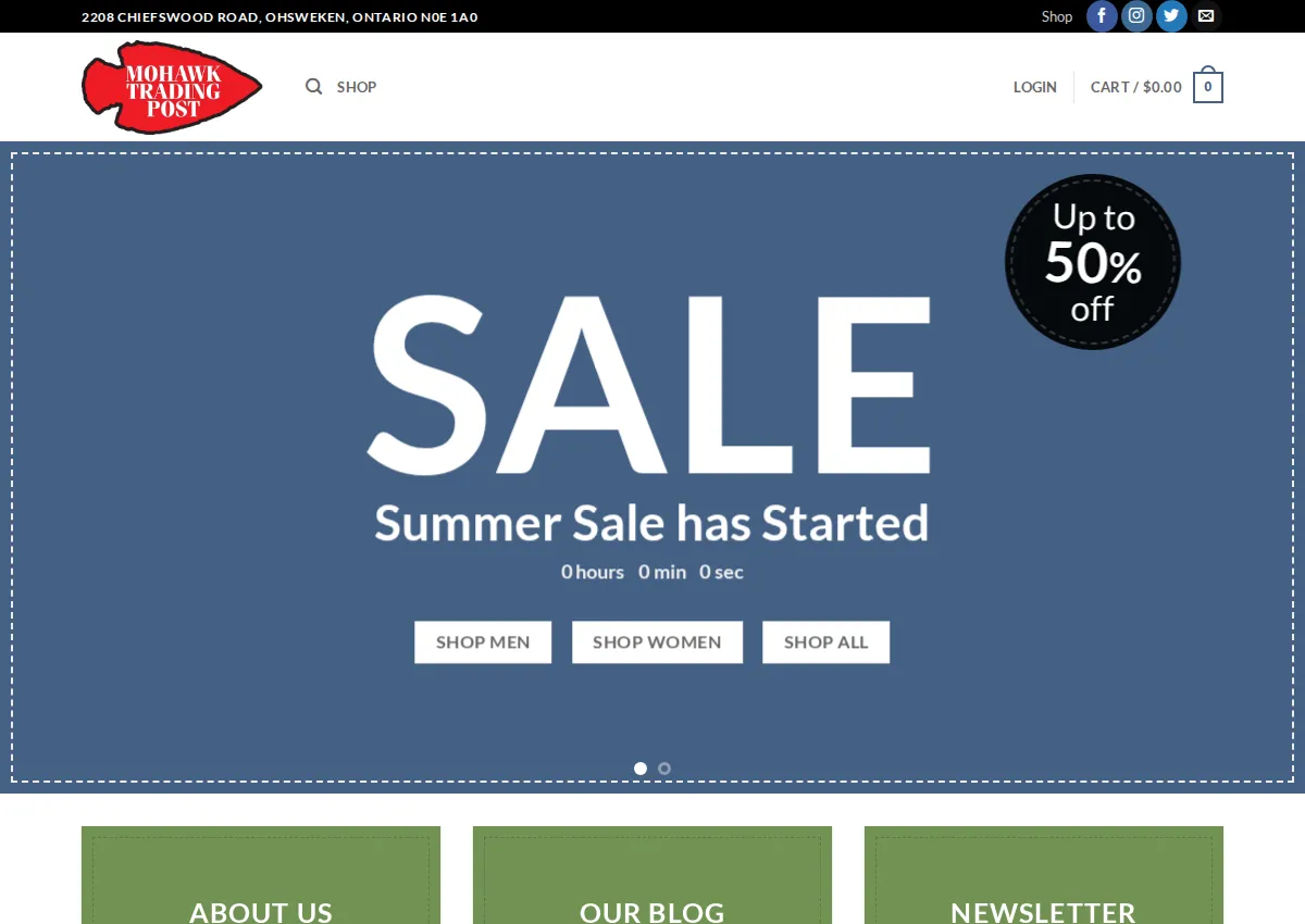 Store homepage