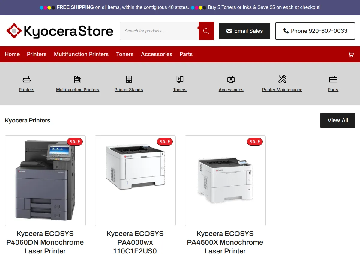 Store homepage