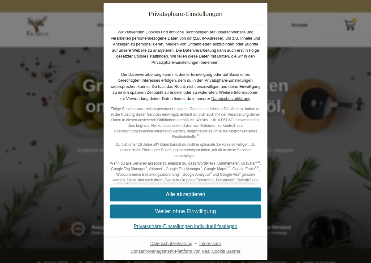 Store homepage