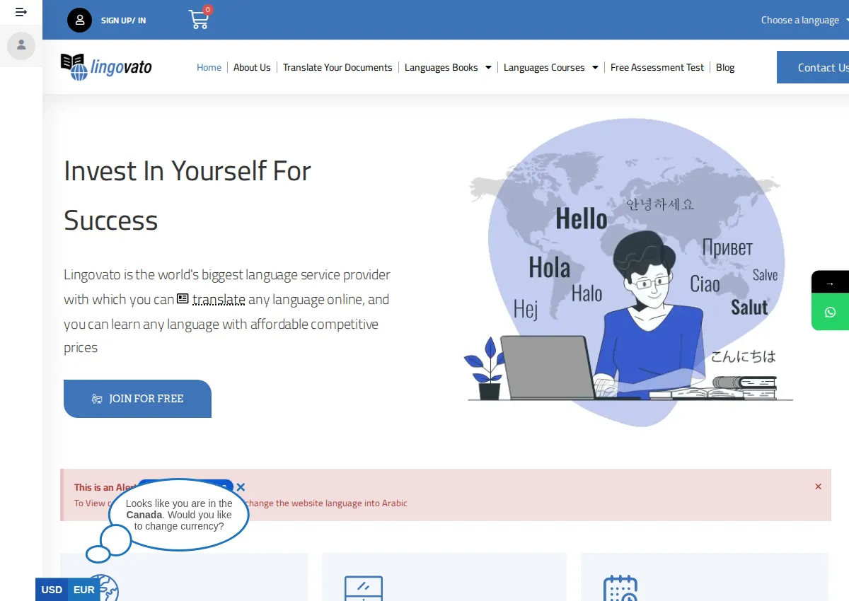 Store homepage