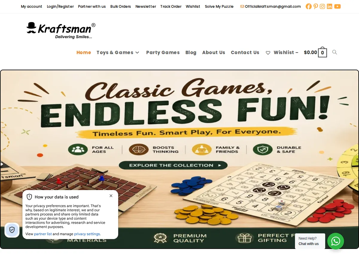 Store homepage