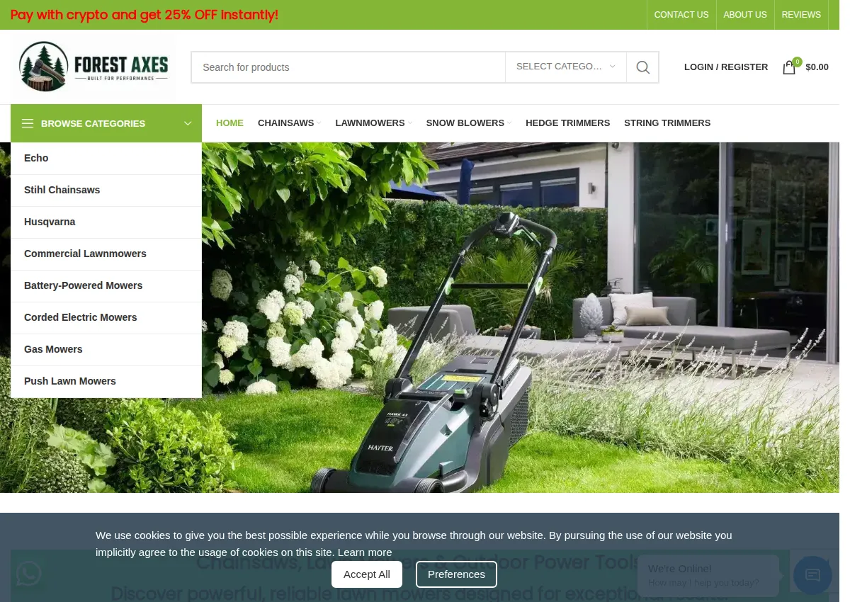 Store homepage