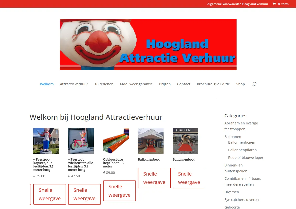 Store homepage
