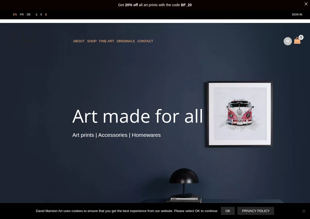 Store homepage