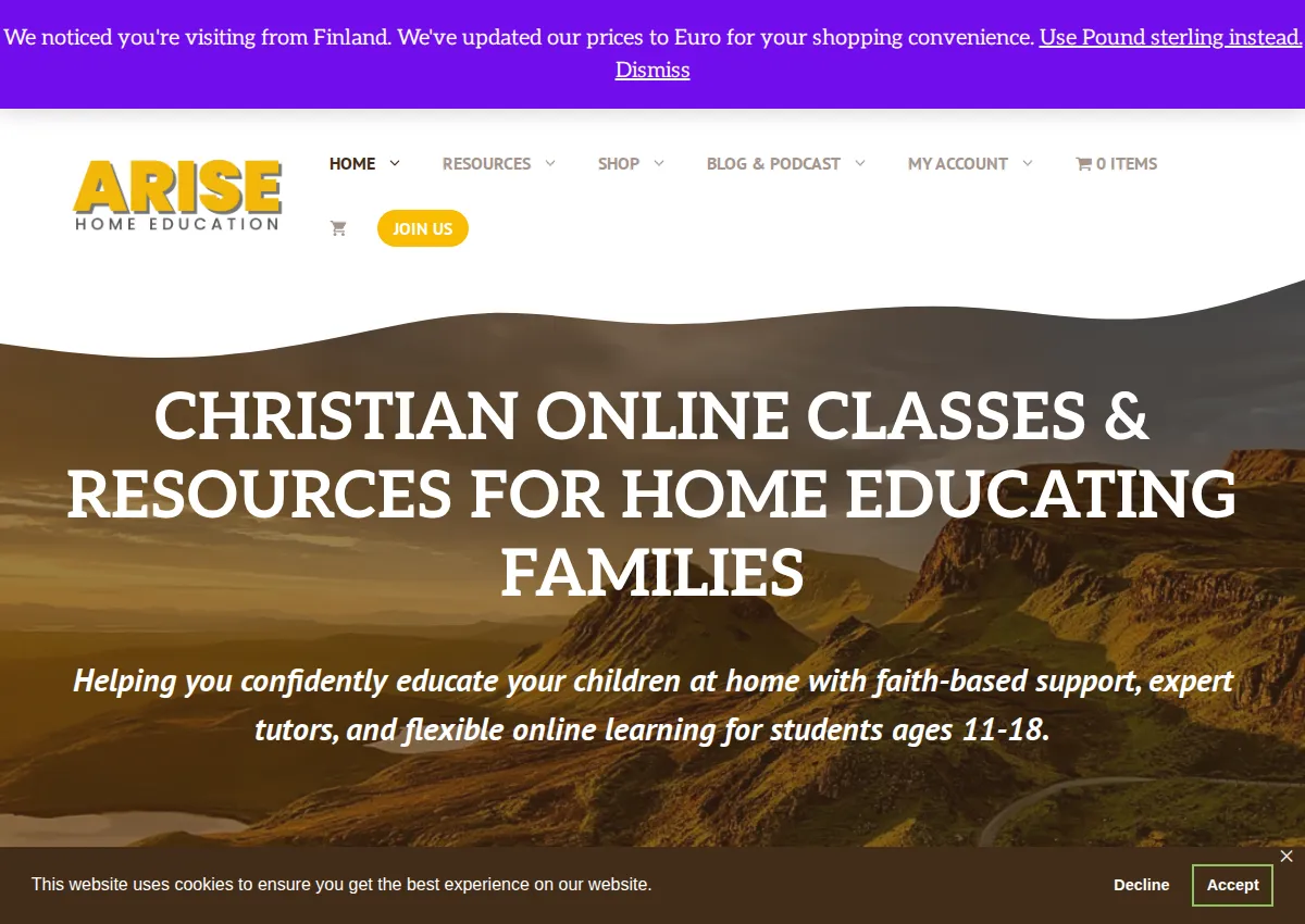 Store homepage