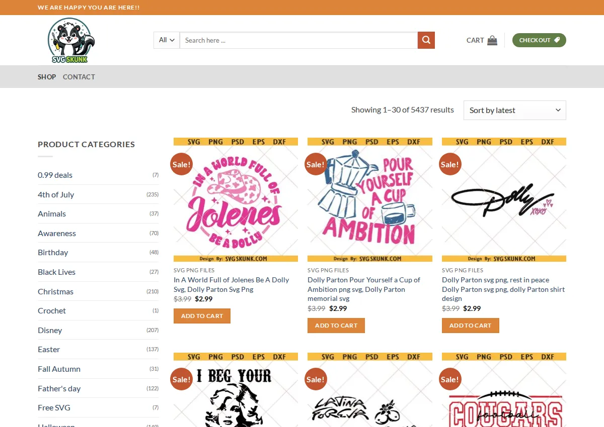 Store homepage