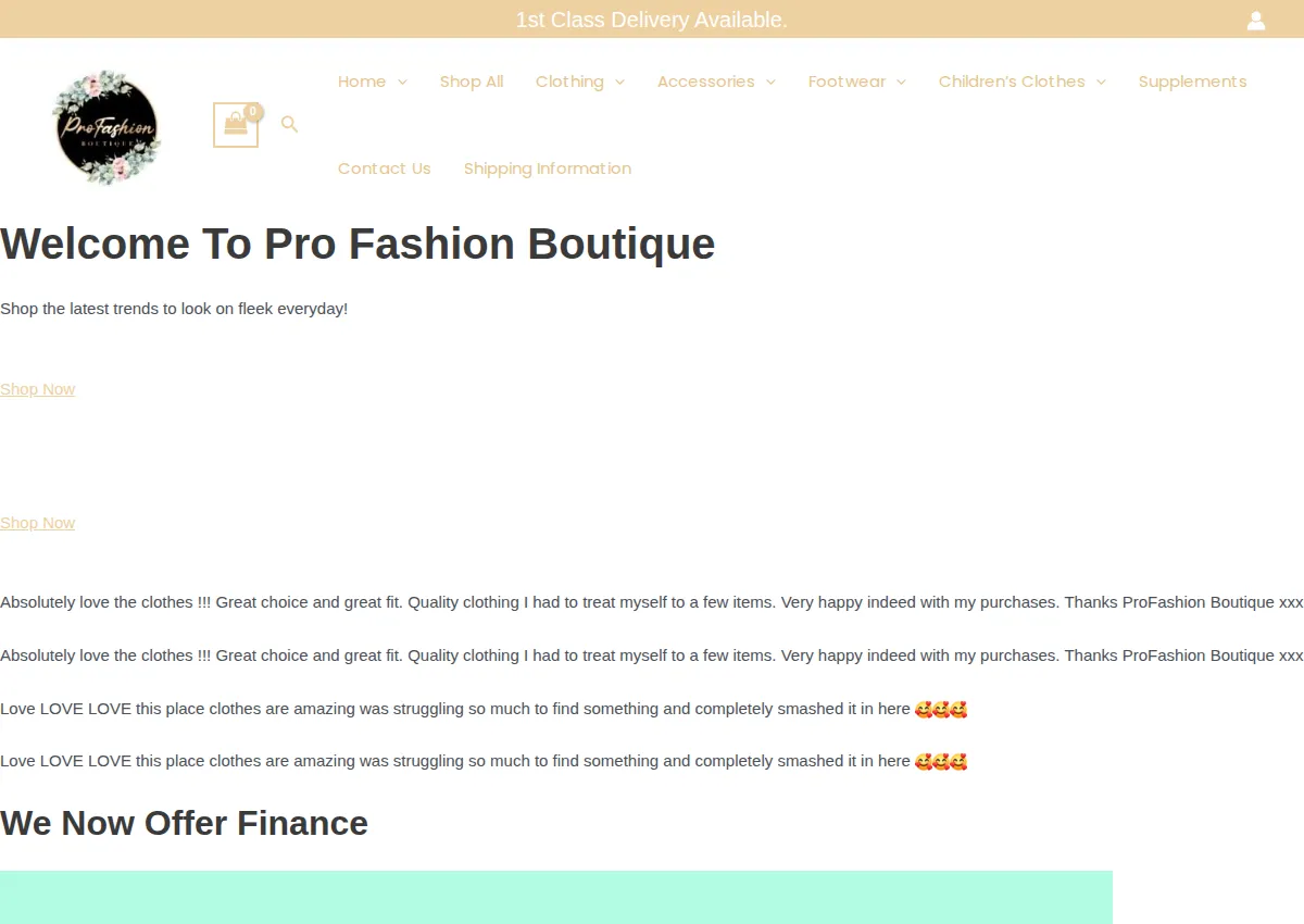 Store homepage