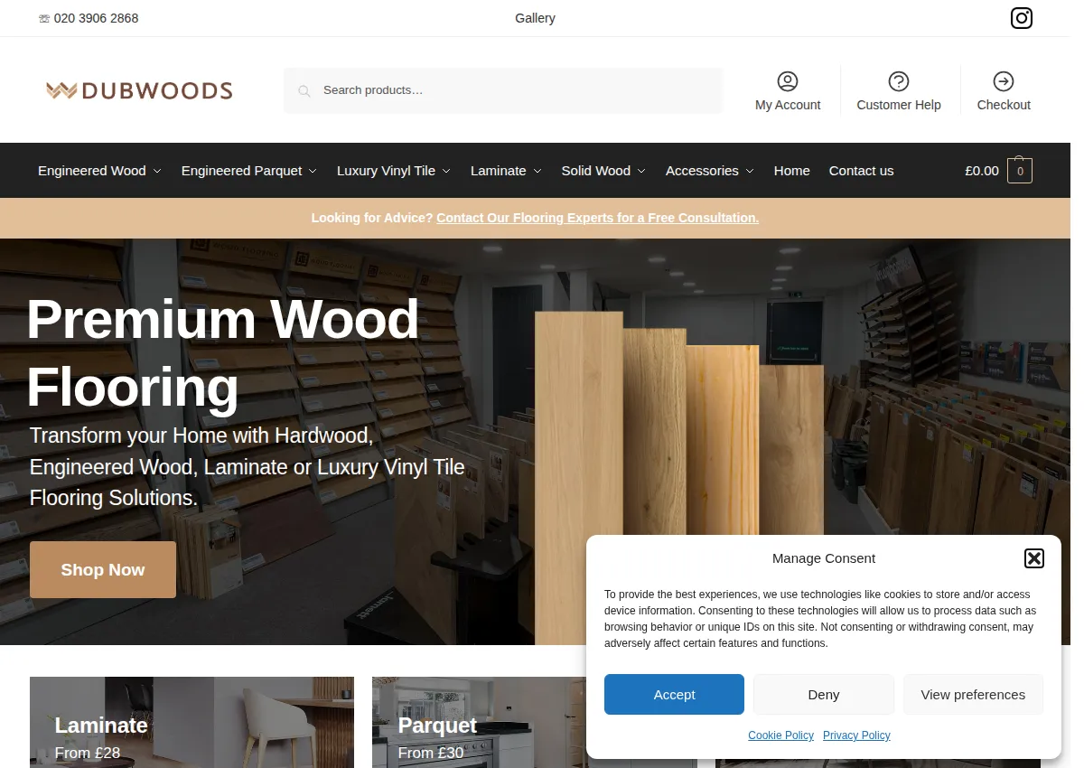 Store homepage