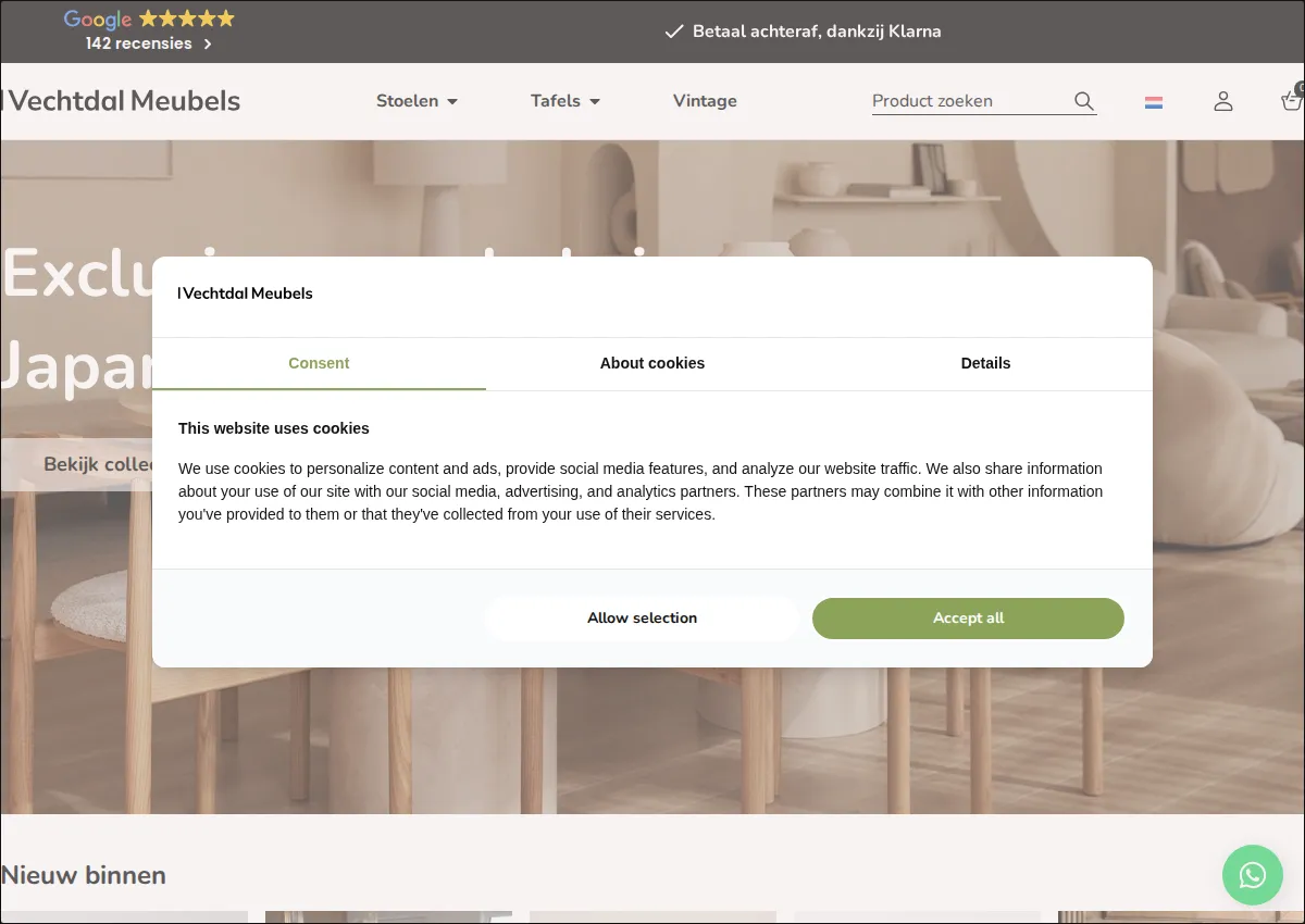 Store homepage