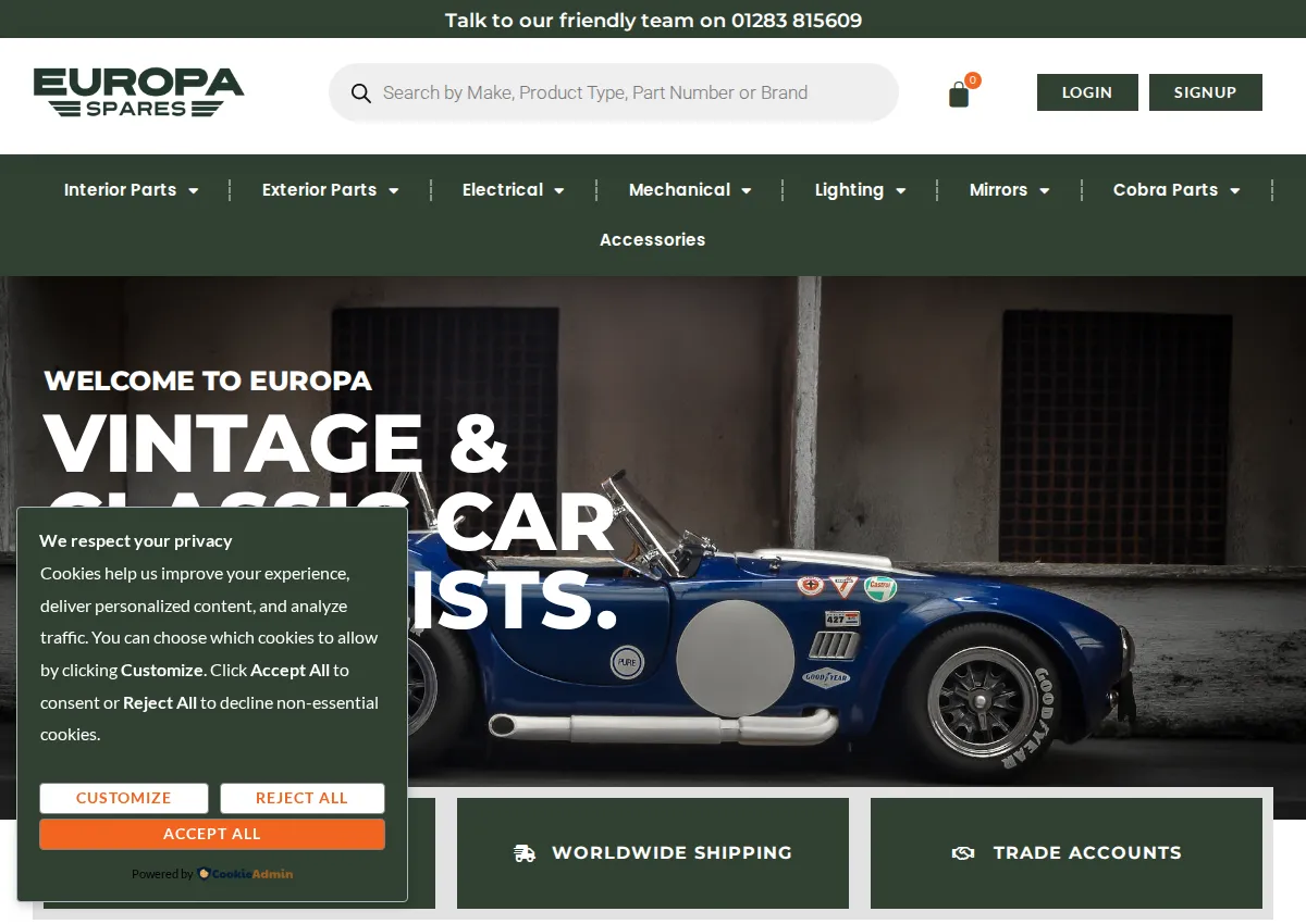 Store homepage