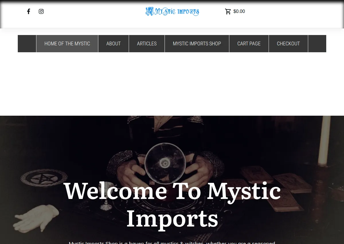 Store homepage