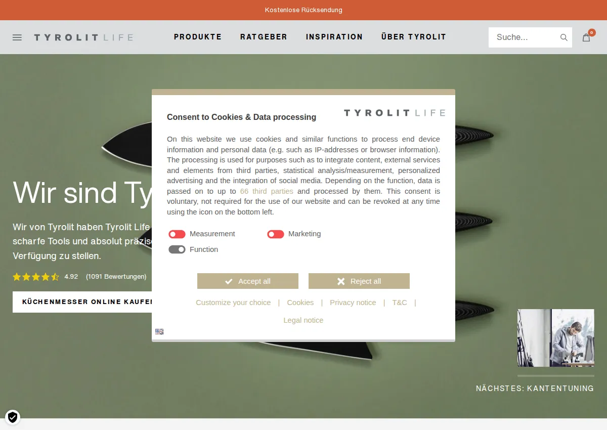 Store homepage