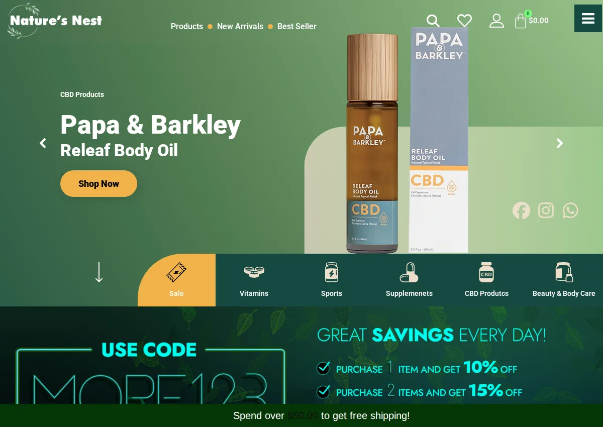 Store homepage