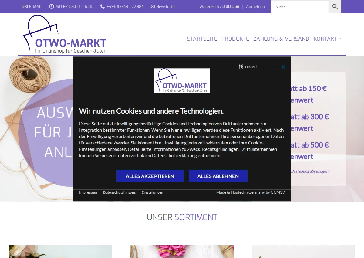 Store homepage