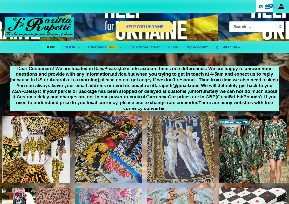 Store homepage