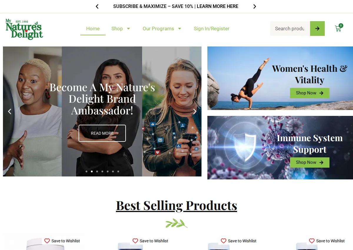 Store homepage