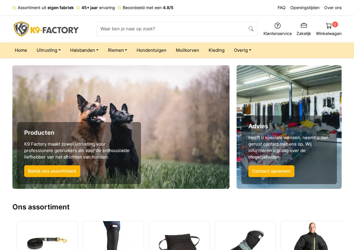 Store homepage
