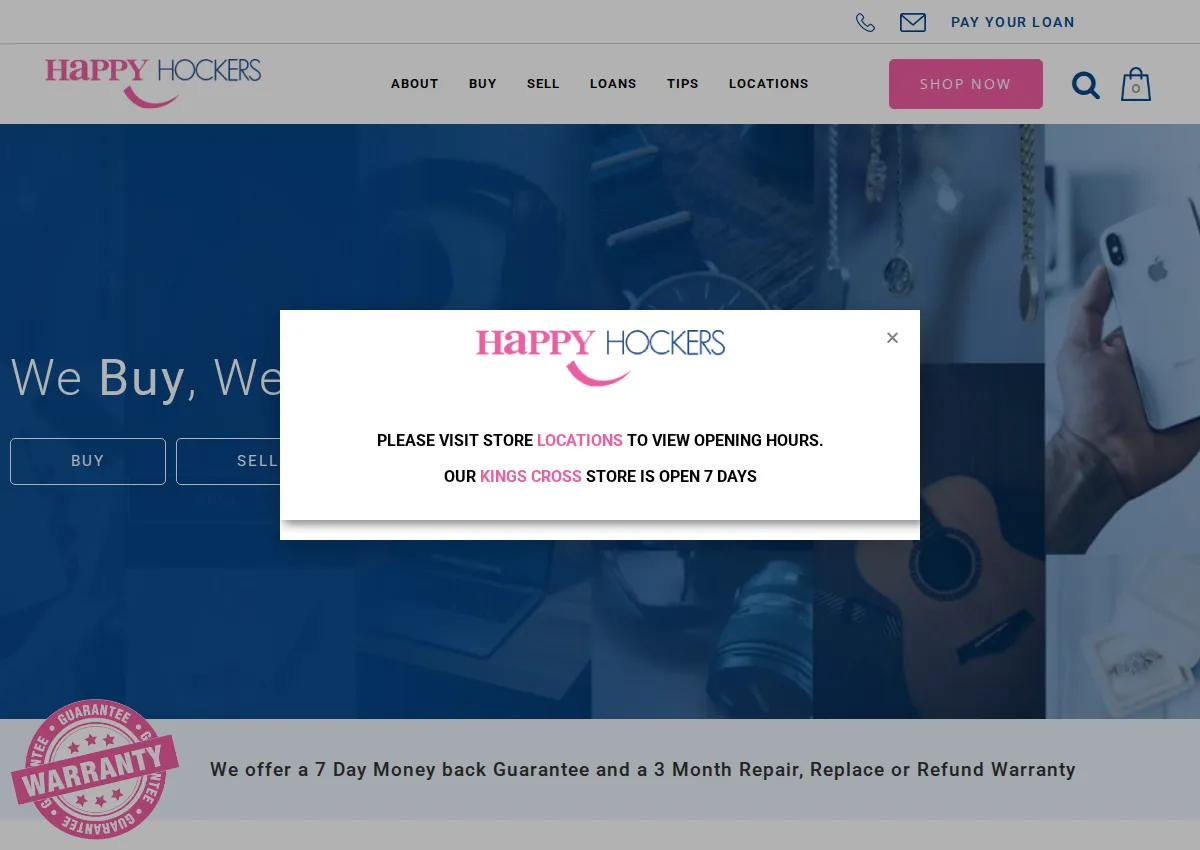 Store homepage