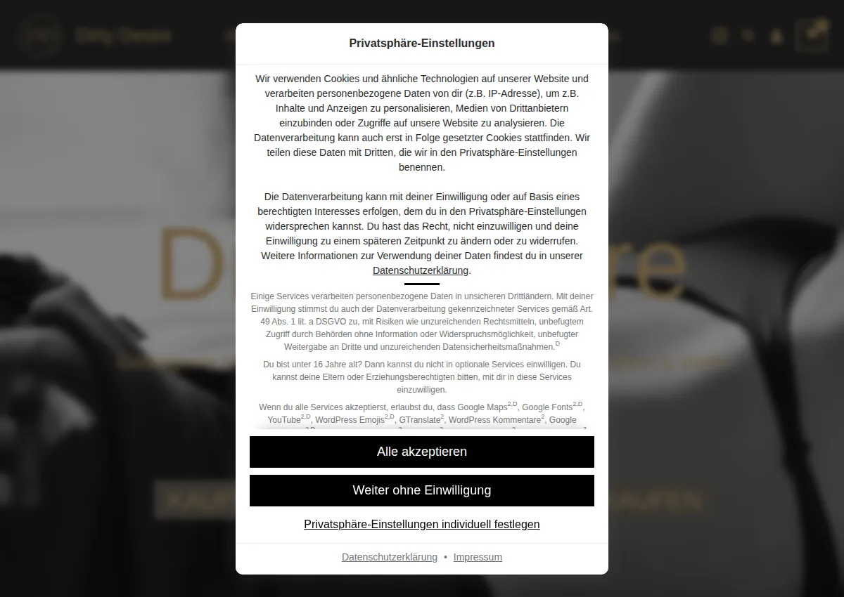 Store homepage