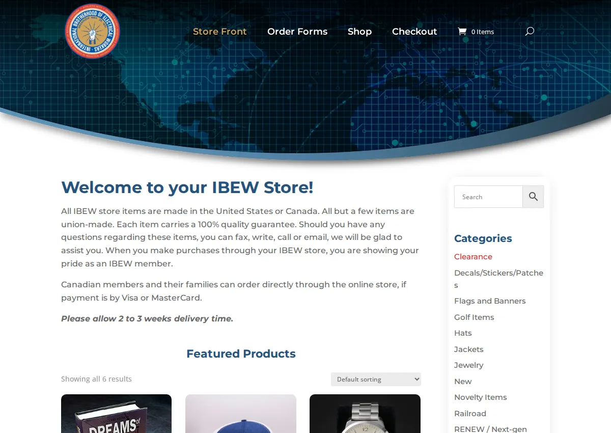 Store homepage