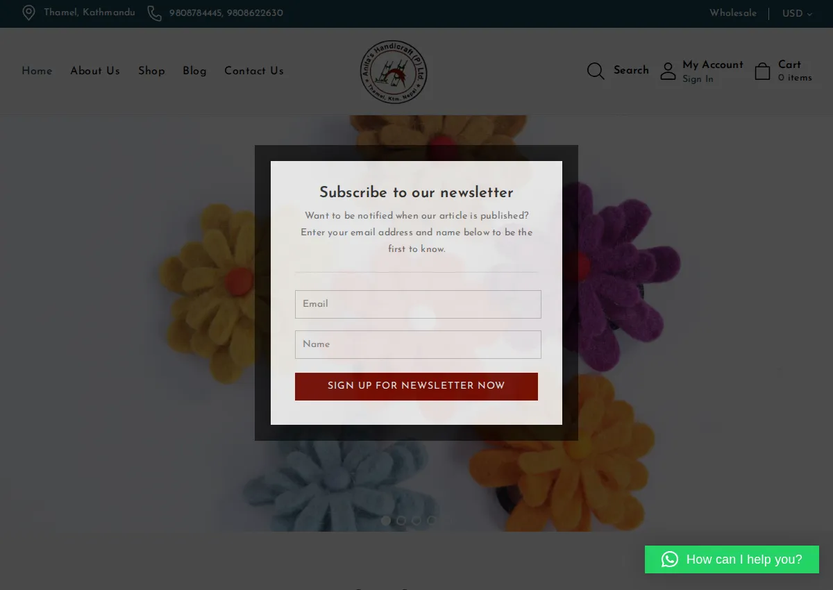 Store homepage