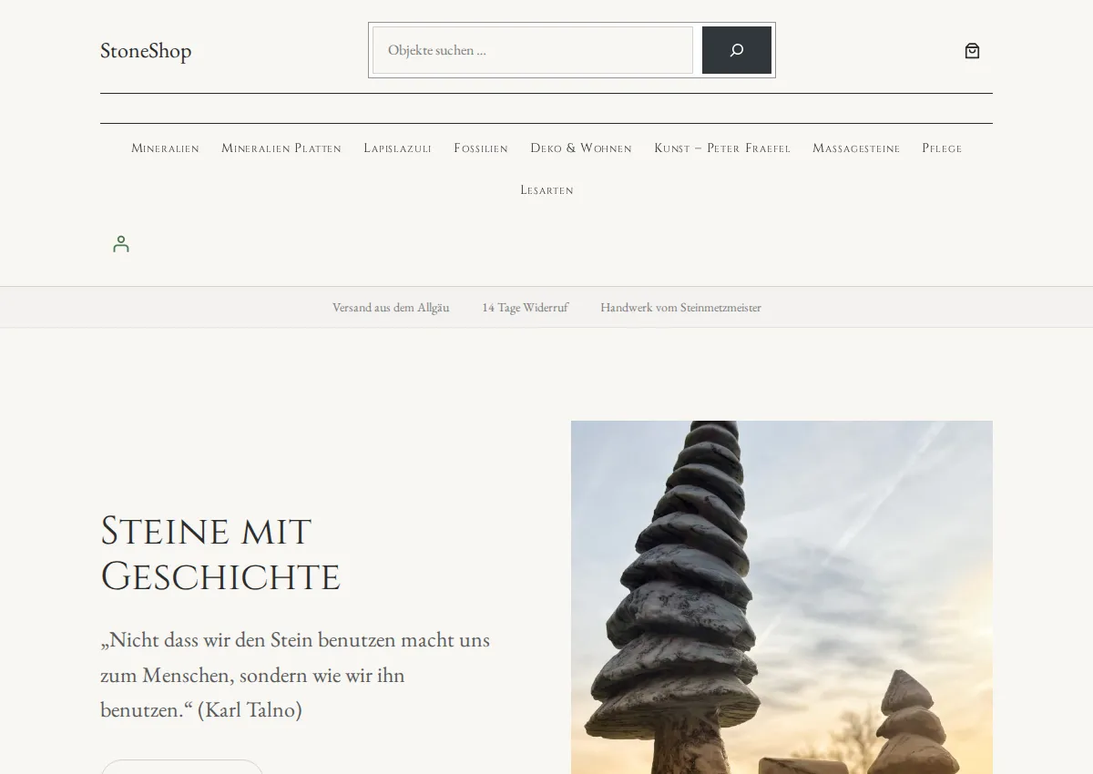 Store homepage
