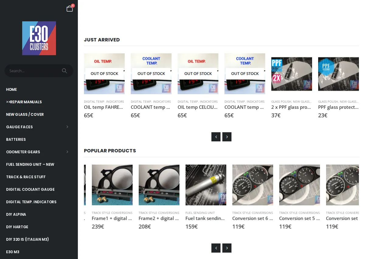 Store homepage