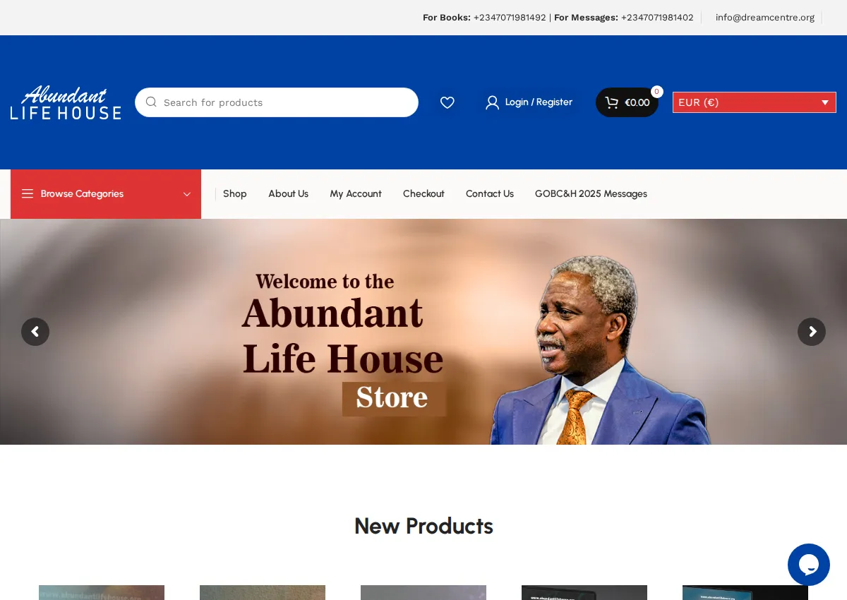Store homepage
