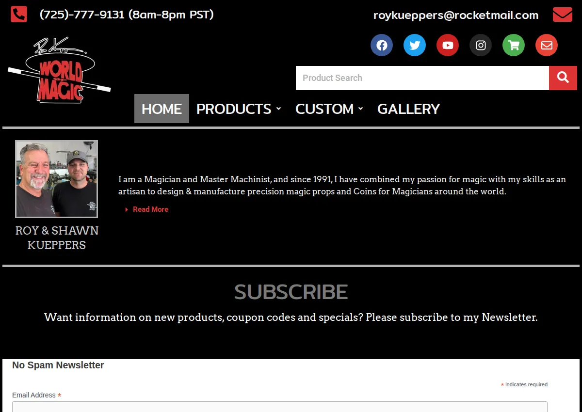 Store homepage