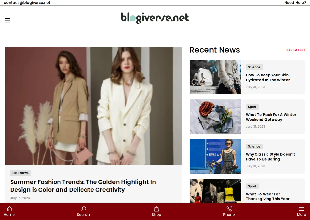 Store homepage