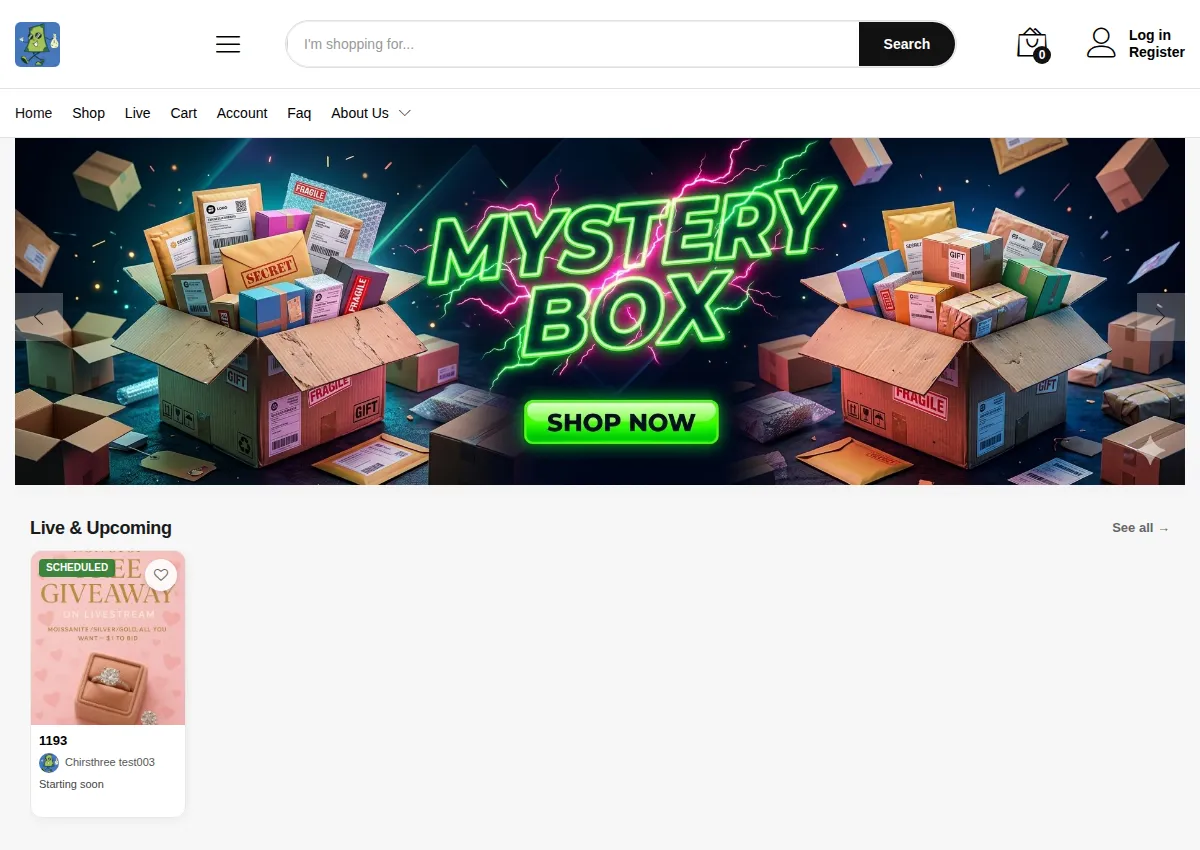 Store homepage