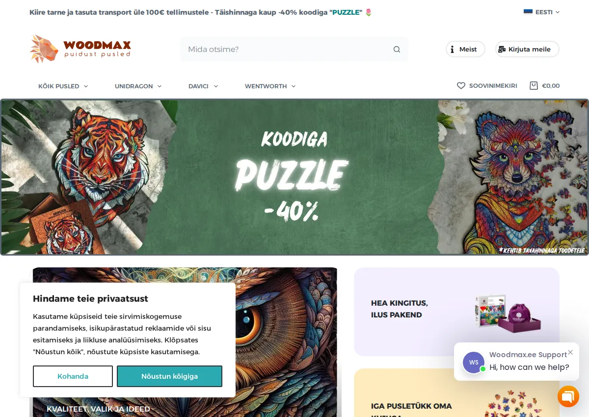 Store homepage