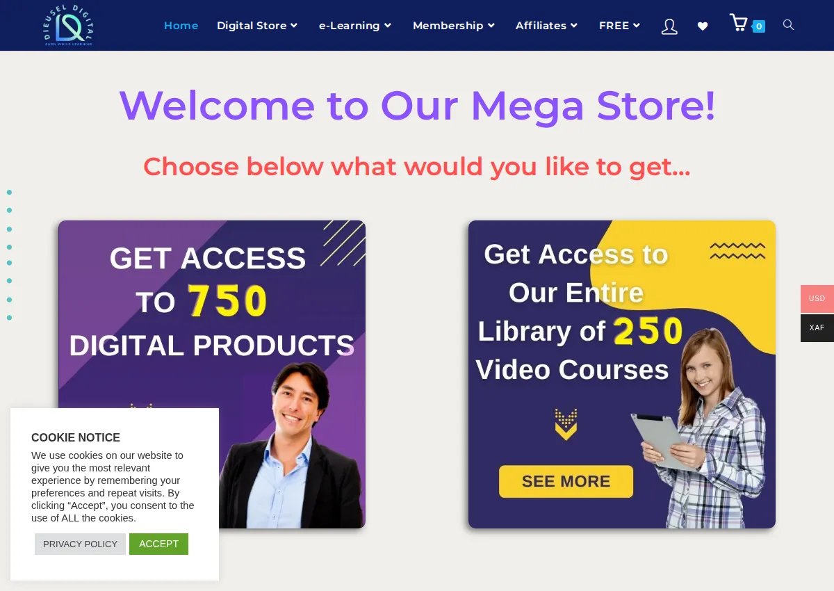 Store homepage