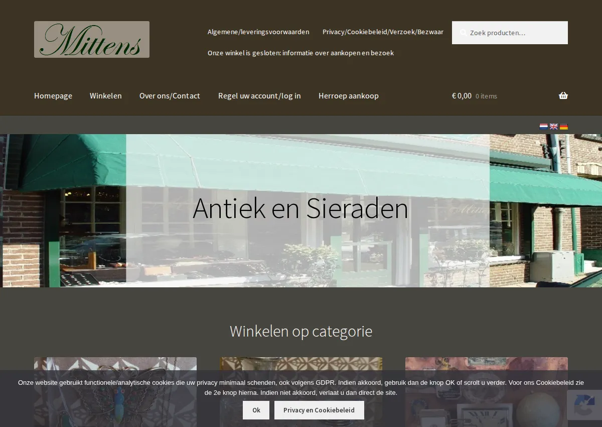 Store homepage