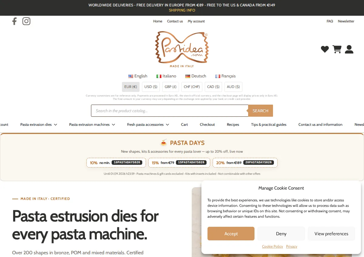 Store homepage